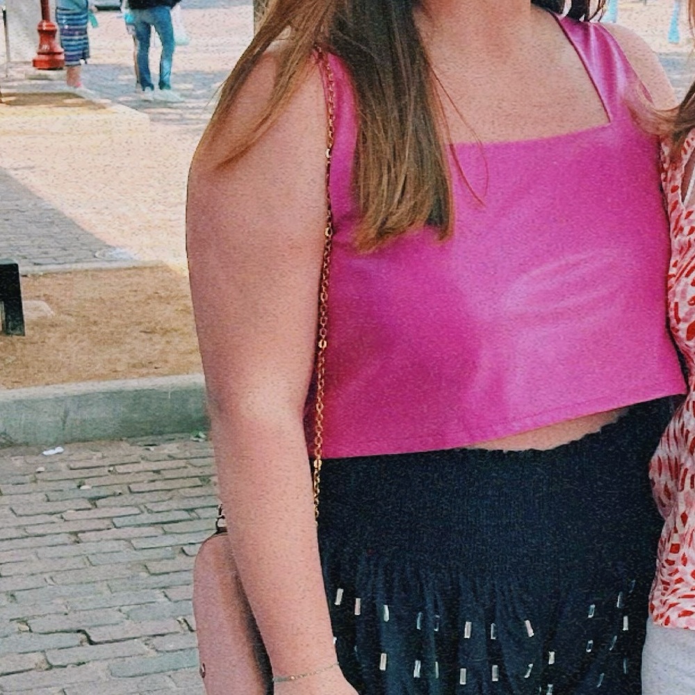 Buddy love Leather crop tank top